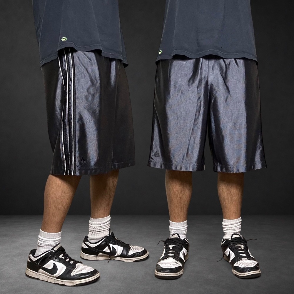 Adidas Dazzle Shorts Charcoal Grey Baggy Skater Y2K Vintage Size XL